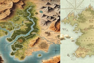 design a custom fantasy map illustration for country