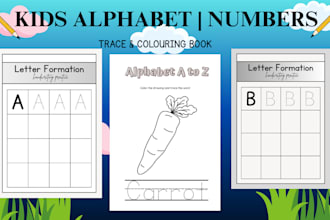 do tracing book, handwriting book, coloring book, kids alphabet and numbers book