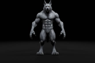 craft fantasy non humanoid character, wolf creature,daz3d, ue5 rig,neat topology