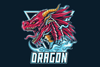 design vintage original mascot dinosaur dragon logo