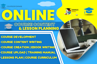 create ebook online course, lesson plan, content writing, course creation