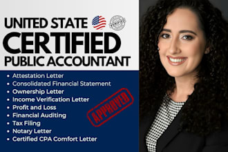 prepare sign cpa certified financial statement, expense ratio letter, mortgage