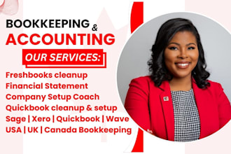 do accounting and bookkeeping in quickbooks, xero, wave, sage for canada, USA