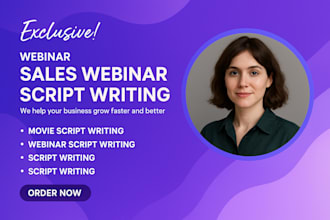 script writing youtube script sales webinar movie script video script