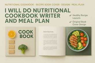 create nutritional cookbook recipe book cover design meal plan cookbook writer