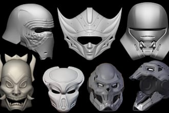 sculpt detailed 3d mask 3d helmet mask cosplay props 3d armor for 3d printing