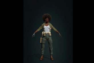 high quality aaa game characters,fur texture,xgen hair,game clothe,uv map,daz3d
