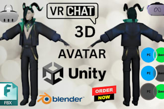 create vrchat avatar 3d model 3d character ,anime vrc furry avatar for pc