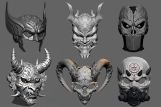 sculpt 3d mask japanese oni mask 3d helmet demon mask cosplay 3d printing stl