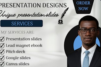 design powerpoint presentation, canva and google slides, pdf lead magnet ebook