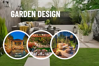 do your 3d landscape design, backyard, pool, garden, patio, outdoor, with render