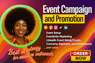 setup and promote event, webinar, concerts, seminar and festivals on eventbrite