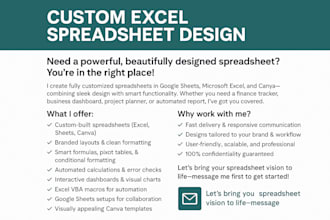 design custom google sheets excel spreadsheet with automation and vba