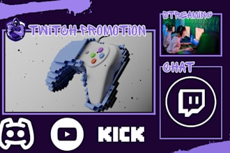 promote your kick, twitch, and youtube channel for organic followers and viewers