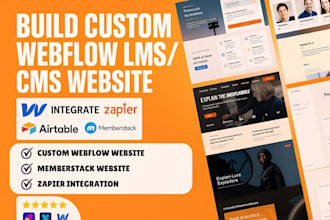 build custom webflow lms cms website integrate airtable xano zapier memberstack