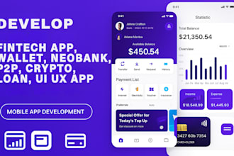 develop fintech app wallet neobank p2p loan UI UX app mobile app development