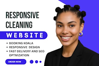 design cleaning service website, house cleaning, office cleaning, booking koala