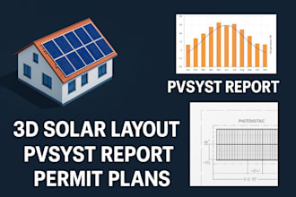 design solar pv systems with 3d layout, pvsyst report, and permit drawings