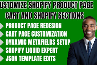 customize shopify product page, cart, section using liquid code or metafields
