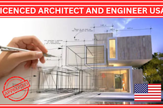 create architectural drawings, floor plan, blueprint, and stamped plan for USA
