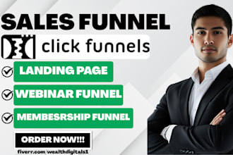 build clickfunnels landing page sales funnel webinar membership funnel website