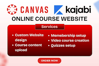 set up online course on canvas lms thinkific kajabi website online course