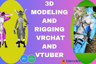 3d character 3d model rigging sculpting vrchat vtuber texturing character model