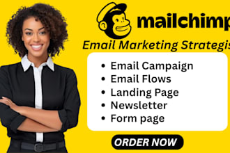 setup mailchimp email campaigns, design templates, and automate mailchimp flows