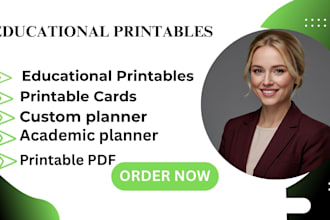 design educational printables, custom student planner, academic journal, planner
