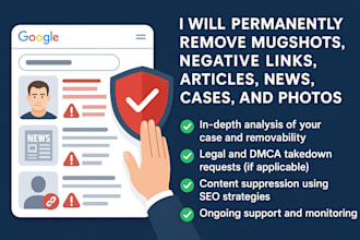 permanently remove mugshots negative links articles news cases photos on google