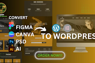 convert figma, psd, xd, ai, pdf to wordpress, canva to wordpress elementor pro