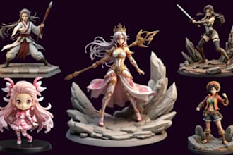 3d print and paint anime miniature 3d figure model game characters diorama model