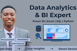 be your data analyst using power bi, excel, sql, python