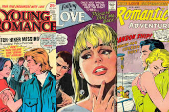 draw retro comic book, illustration, vintage comic, retro comic page, nsfw retro