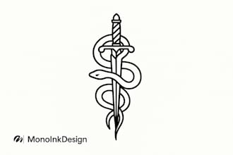 draw custom minimal line art tattoo designs for you