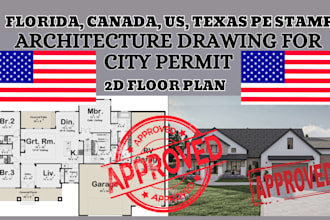 do architectural 2d floor plan drawing, mep drawings, florida stamp, city permit