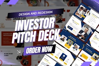 design powerpoint pitch deck presentation for business or startups and redesign