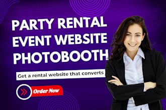 party rental website, photobooth website, event website, event rental wordpress