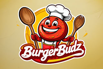 design business burger mascot logo with creative concepts