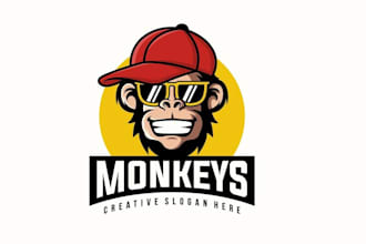 design high quality monkey mascot logo with unlimited revision