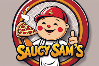 design wonderful pizza mascot logo with unlimited revision