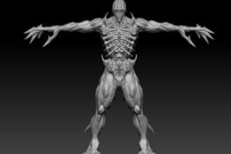 uv layout 3d creature, non human model,horror game,uv unwrap,vfx,art toys,zbrush