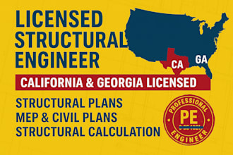 review stamp as licensed civil and structural engineer in california and georgia