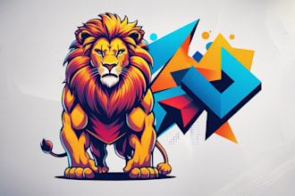 design realistic lion mascot logo with creative concepts