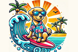 design high quality summer dog mascot logo with unlimited revision
