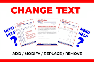 update text add text replace text change text modify from picture or documents