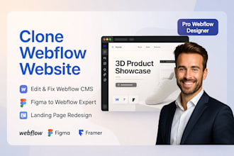 clone webflow website, edit fix webflow cms landing page figma to webflow expert