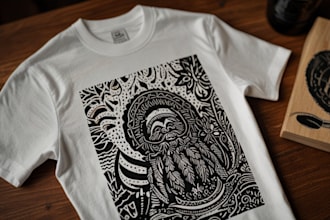 create linocut t shirt design for brands