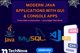 make gui or console app or game using java, javafx,swing