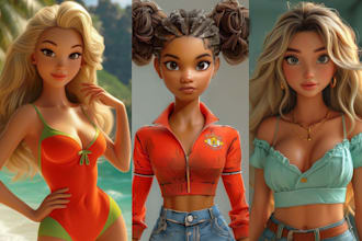 design 3d pixar style cartoon character model for game or animation pbr texture